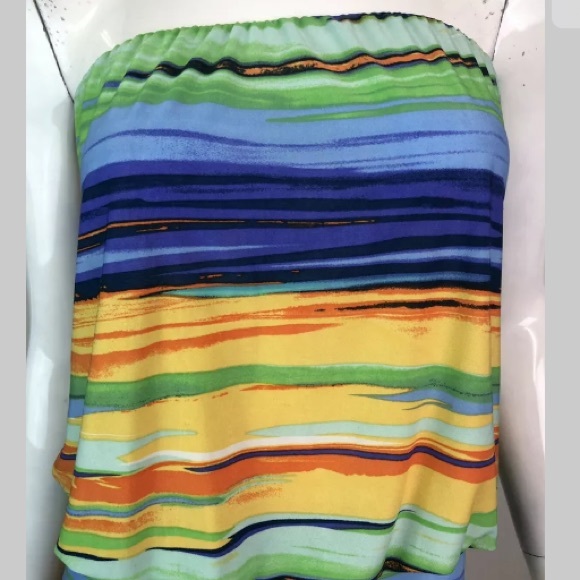 Cache Striped Sunrise Jersey Strapless Shift Dress - Picture 5 of 8